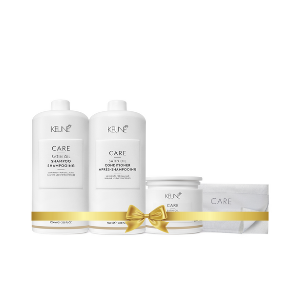 Care Satin Oil Holiday Package  (Shampoo 1000ml, Conditioner1000ml, Mask200ml, Towel)